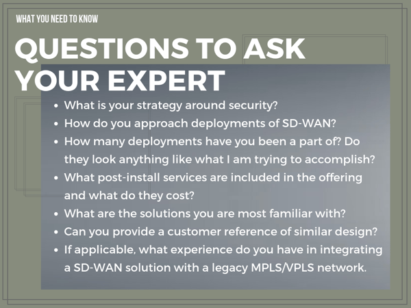 Questions to ask you SD-WAN expert before you choose